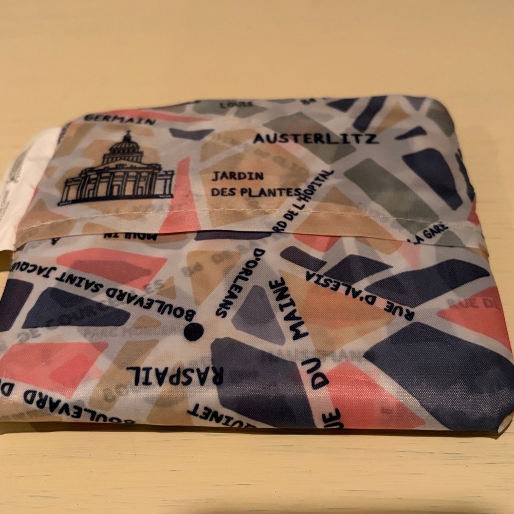 NWT Monoprix Foldable Shopper Tote with Paris Street Names and Monuments - Picture 4 of 4